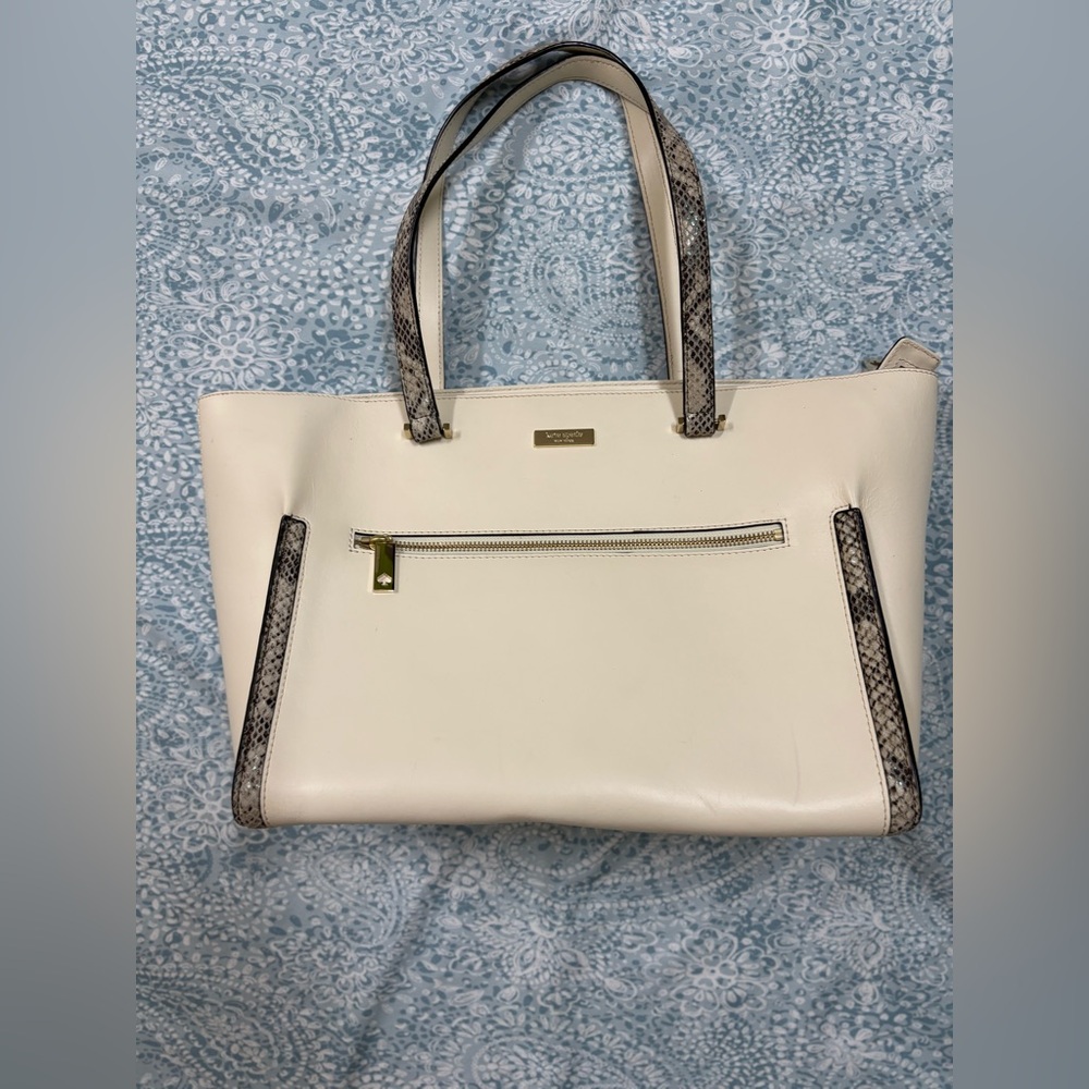 Kate Spade White Tote with Black Accents